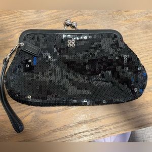 Coach black sequin clutch